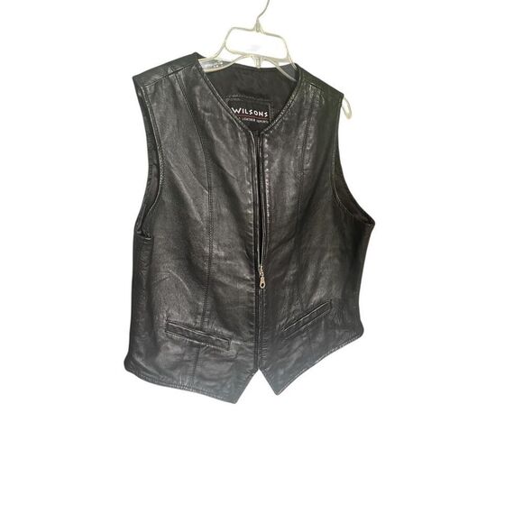 Wilsons Jackets & Blazers - Wilsons The Leather Experts Sleeveless Vest Full Zip L Black Moto